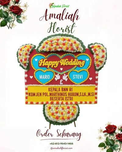 Karangan Papan Bunga Pernikahan di Marga Mulya